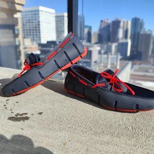 SWIMS navy and red braided loafer